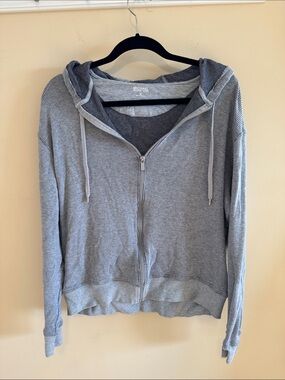 Michael Kors Gray Waffle-Knit Zip Hoodie